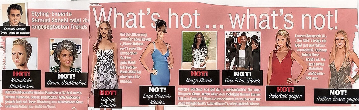 “What’s Hot… What’s Not!” — celebrity fashion evaluation by Samuel Sohebi in Chatter Magazine Samuel Sohebi celebrity stylist evaluating celebrity outfits in Chatter Magazine “What’s Hot… What’s Not!” column, highlighting fashion trends and styling mistakes
