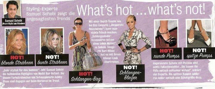 “What’s Hot… What’s Not!” — celebrity fashion trend analysis by Samuel Sohebi in Chatter Magazine Samuel Sohebi celebrity stylist analyzing fashion trends in Chatter Magazine “What’s Hot… What’s Not!” column, highlighting hair styling, accessories and outfit choices in celebrity fashion