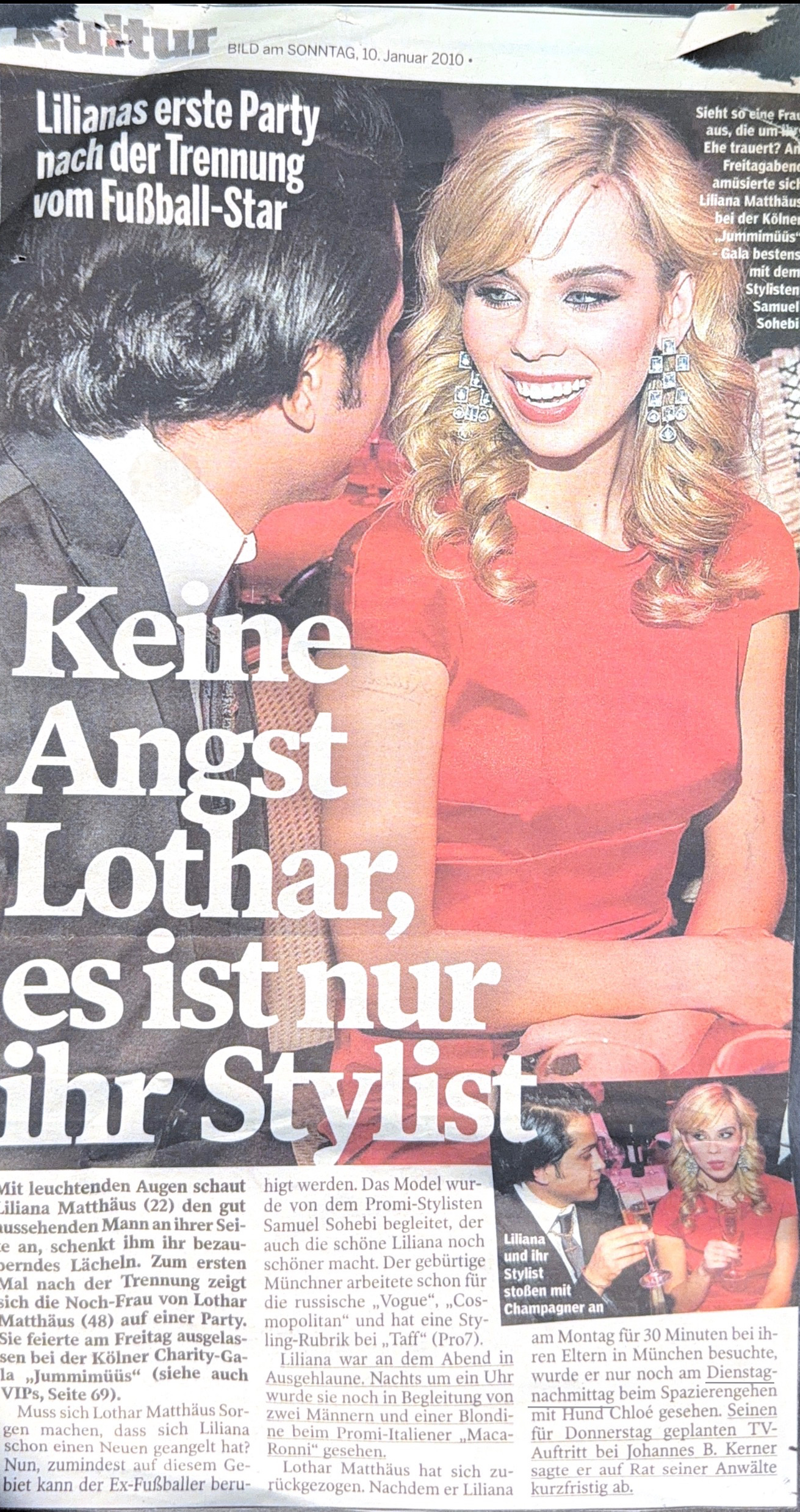 BILD (Germany) 2010 Samuel Sohebi BILD newspaper 2010 Liliana Matthaeus stylist Munich celebrity event article