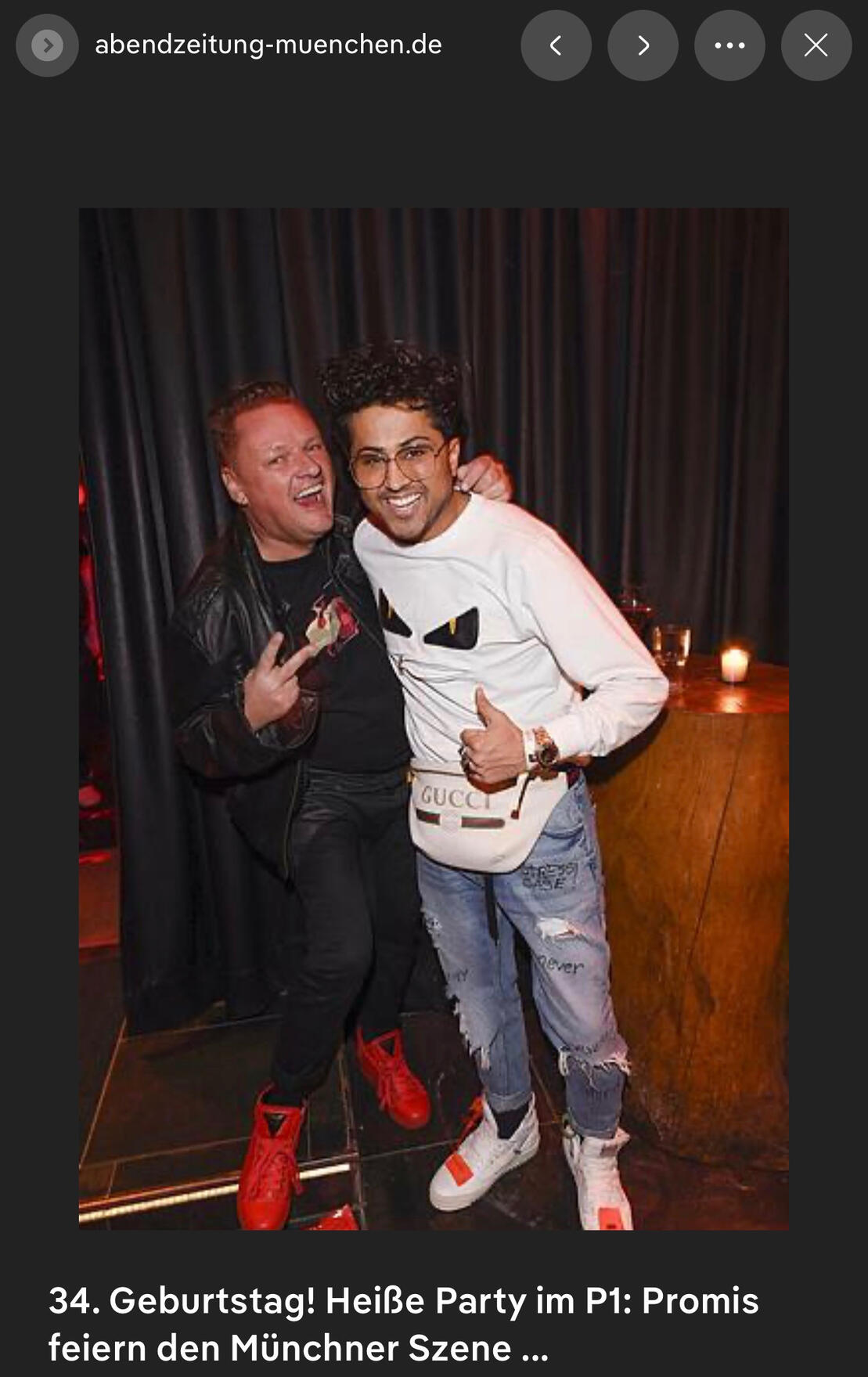 Samuel Sohebi attending a birthday celebration at Munich’s iconic P1 club, featured by Abendzeitung München as part of its cover Samuel Sohebi, international red carpet stylist and television personality, attending the Elton John Pops Up event at Ingolstadt Village, featured in the lifestyle and fashion coverage of Ganz München.