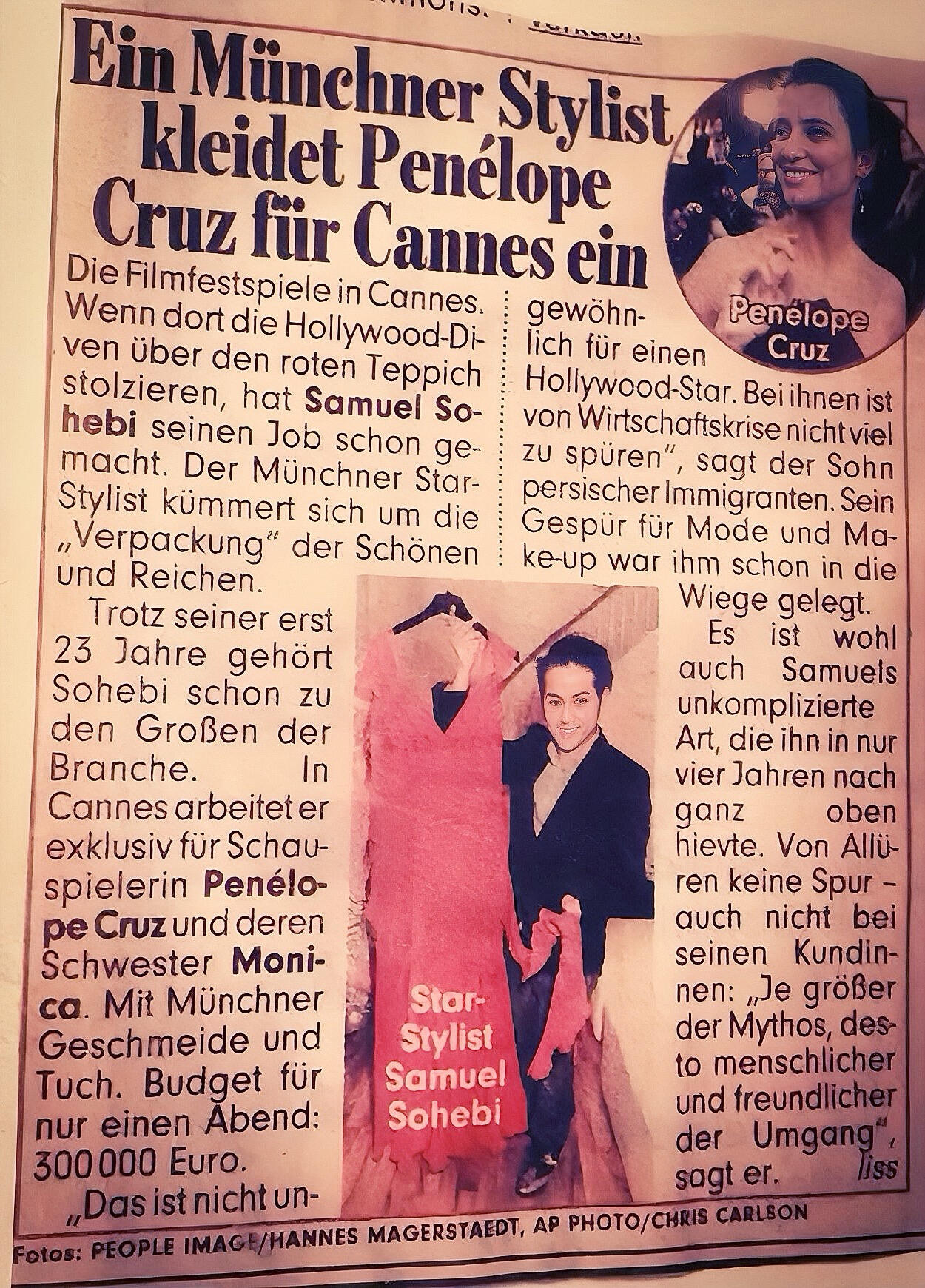 Samuel Schoaib Sohebi – Press Feature Styling Penélope Cruz, Cannes Film Festival Samuel Schoaib Sohebi featured in press article styling Penélope Cruz for the Cannes Film Festival as an international celebrity stylist